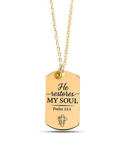 Tag Necklace with Birthstone