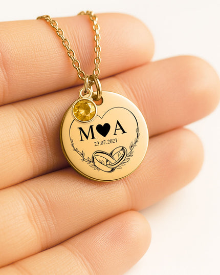 Coin Necklace with Birthstone