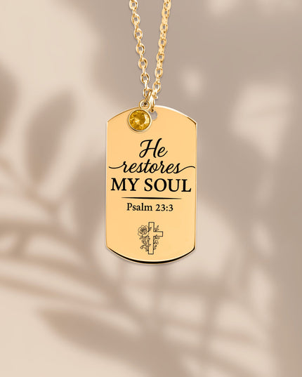 Tag Necklace with Birthstone