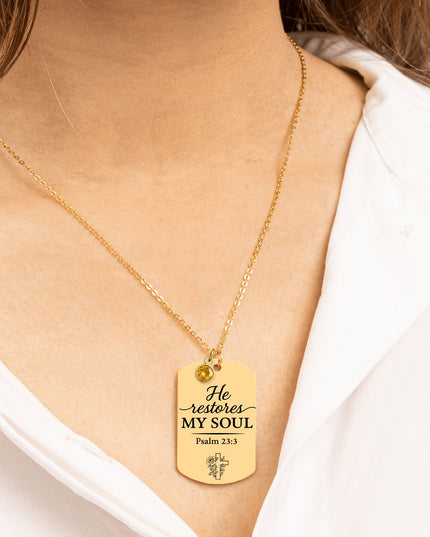 Tag Necklace with Birthstone