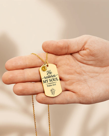 Tag Necklace with Birthstone