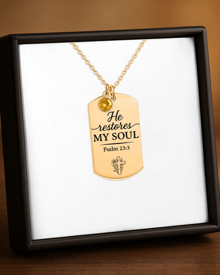 Tag Necklace with Birthstone