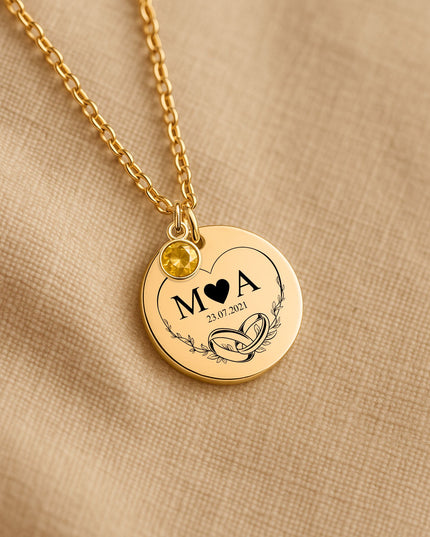 Coin Necklace with Birthstone