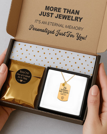 Tag Necklace with Birthstone