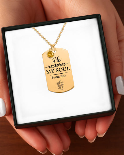 Tag Necklace with Birthstone