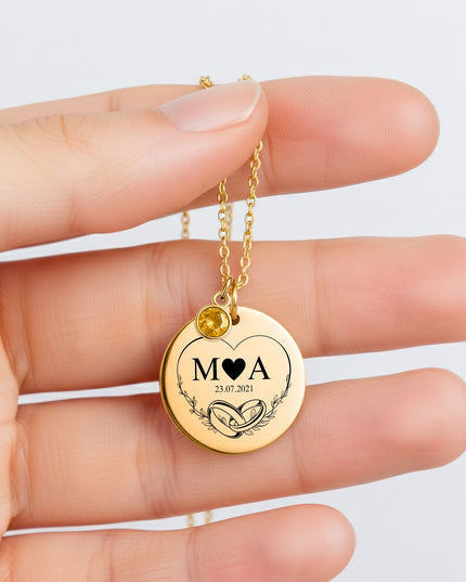 Coin Necklace with Birthstone